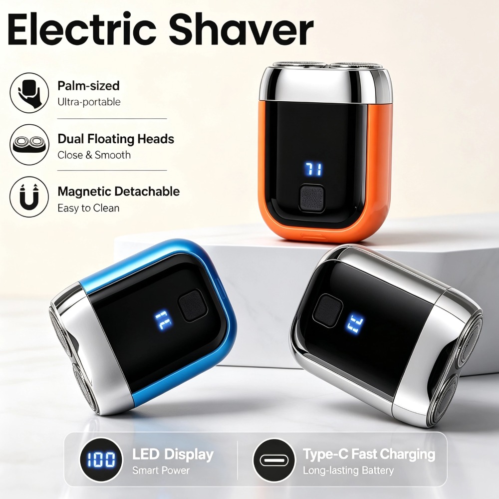 Safety Razor Handle - Barbeador elétrico portátil com duas cabeças
