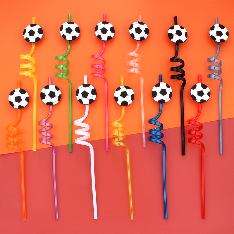 12pçs canudos temáticos de fut - Reusable Straw avaliação e preço