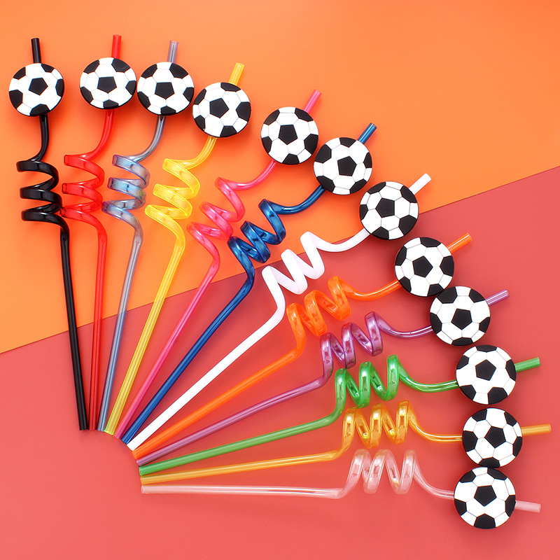 12pçs canudos temáticos de fut - Reusable Straw avaliação e preço