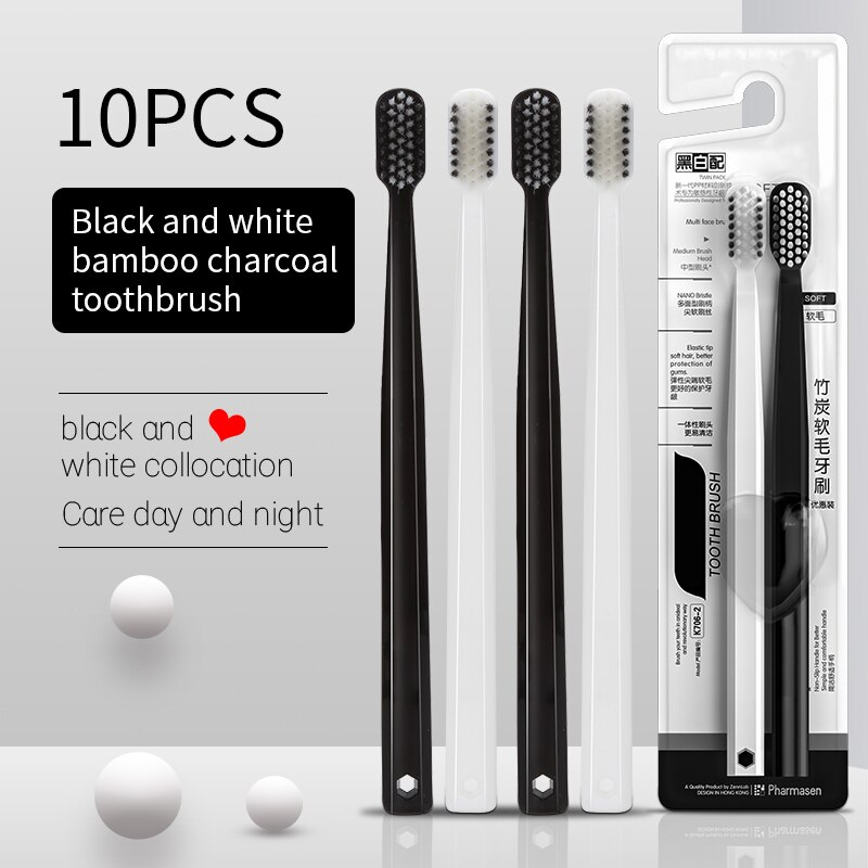 10 peças escova de carvão de b - Bamboo Toothbrush avaliação e preço